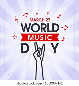  World Music Day, concept, greeting card, template, vector, illustration.