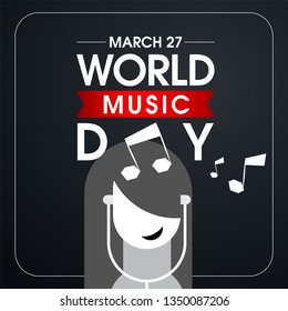  World Music Day, concept, greeting card, template, vector, illustration.