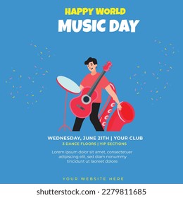 World Music Day Concept Poster, banner Template Design Vector, Illustration