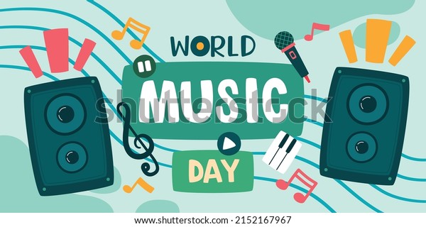 World\
Music Day Concept Poster, Vector,\
Illustration