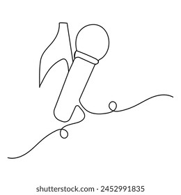 
Weltmusiktag durchgehende einzeilige Zeichnung der Umriss-Vektorillustration
