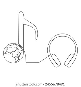 Weltmusiktag Kontinuierliche einzeilige Zeichnung Illustration Kunst Vektorgrafik Design