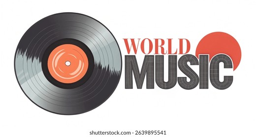 World Music day. festival day of music. happy world music day celebration. Vinyl record. Vector illustration on white background.