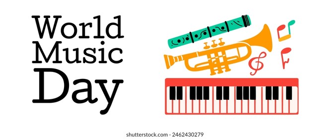 World Music Day graphic banner.  Vector illustration. 
