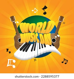 World music day greeting poster with 3D text