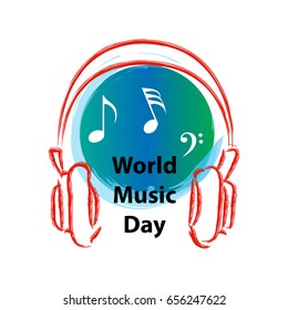World Music Day with headphone.