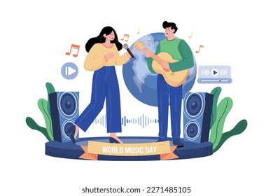 World Music Day Illustration concept on white background