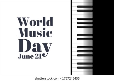 World Music Day. June 21. Holiday concept. Template for background, banner, card, poster with text inscription. Vector EPS10 illustration