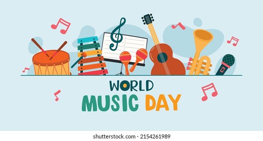 World Music Day, Musical Instruments, Vector, Illustration