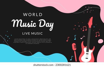 World Music Day with Musical Instruments. - Vector.