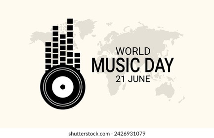 World Music Day with musical instruments vector. Different musical instruments silhouette vector. Music Day Poster, June 21st.