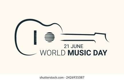 World Music Day with musical instruments vector. Different musical instruments silhouette vector. Music Day Poster, June 21st.