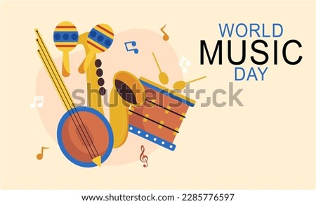 World music day with musical instruments vector