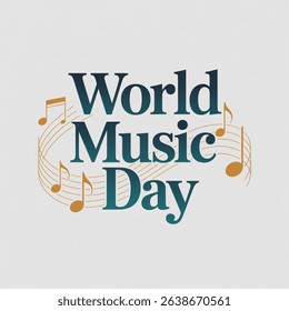 World music day  musical notes element logo  vector art design isolated on white background.