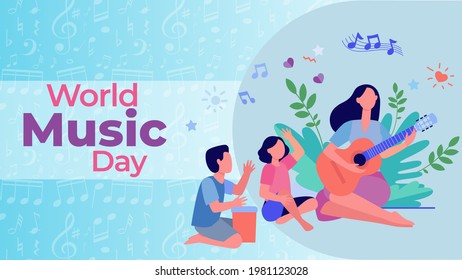 world music day on june 21business brochure flyer banner design horizontal template vector, cover presentation abstract, modern publication poster and flag-banner, layout in rectangle size.