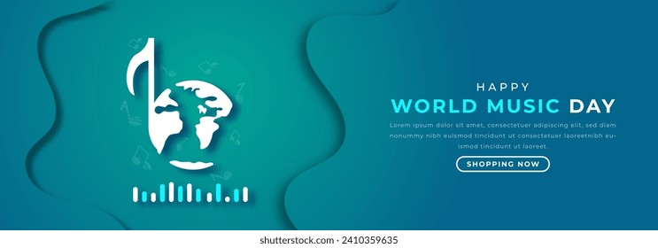 World Music Day Paper cut style Vector Design Illustration for Background, Poster, Banner, Advertising, Greeting Card