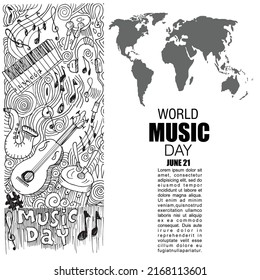 World Music Day, poster and banner, June 21