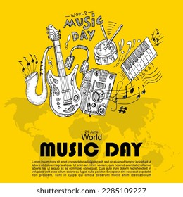 Día Mundial de la Música, cartel y vectores de pancartas