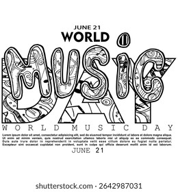 World Music Day, poster and banner vector