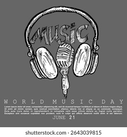 World Music Day, poster and banner vector
