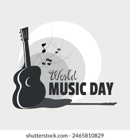 World Music Day posters with acoustic guitar silhouette