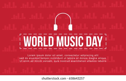 World music day with red background style