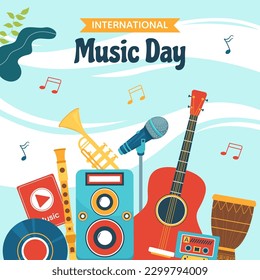 World Music Day Social Media Background Illustration Cartoon Hand Drawn Templates