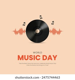 Fondo del poster del Día Mundial de la Música con ilustración del poster del Día Mundial de la Música, onda musical, tarjeta de felicitación, Anuncio.