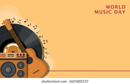 World Music Day Template. Music elements. Copy space area