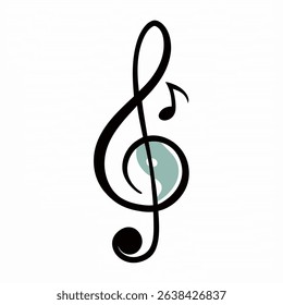World Music Day -Treble clef symbol, classical music note. Hand drawn doodle style illustration. World music day concept. Music holiday Vector illustration isolated on white background.Vector art.