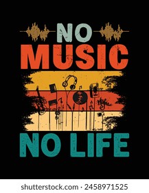 World Music Day T-shirt Design with Black background.