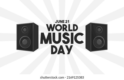 World music day. Two speakers on white background. June 21. Flat design vector illustration.