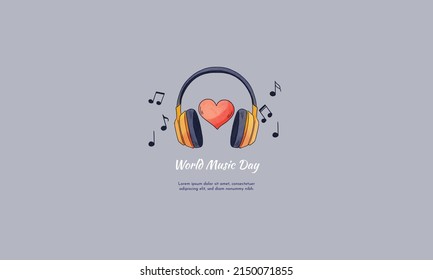 world music day vector illustration flat design 