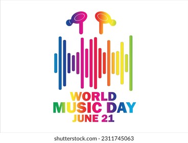 World Music Day Vector illustration. June 21. Holiday concept. Template for background, banner, card, poster with text inscription.
