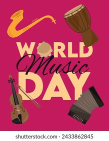 World music day vector illustration. World music day design