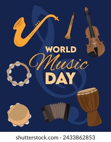 World music day vector illustration. World music day design