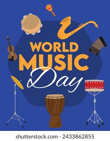 World music day vector illustration. World music day design