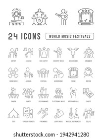 World Music Festivals. Collection of perfectly thin icons for web design, app, and the most modern projects. The kit of signs for category Holidays.