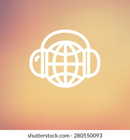 World music icon thin line for web and mobile, modern minimalistic flat design. Vector white icon on gradient mesh background.