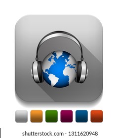 World Music With Long Shadow Over App Button