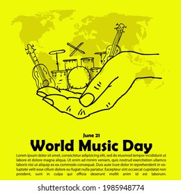 World Musik Day, poster and banner vector