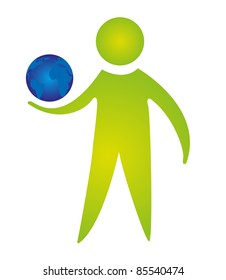 the world in my hands isolated over white background. vector