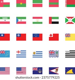 World national flags vector illustrations.