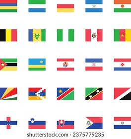 World national flags vector illustrations.