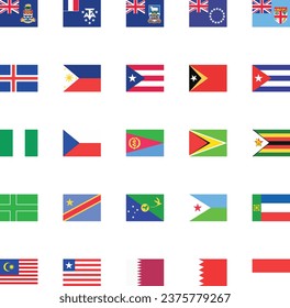 World national flags vector illustrations.