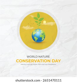World Nature Conservation Day concept. Green World Map- 3D tree or forest shape of world map, Green Planet Earth Day or Environment day Concept. World Forestry Day.