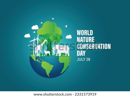 World Nature Conservation Day concept. Green World Map- Green Planet Earth Day or Environment day Concept. World Forestry Day.