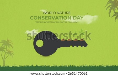 World Nature Conservation Day concept. Green World Map- 3D tree or forest shape of world map, Green Planet Earth Day or Environment day Concept. World Forestry Day.