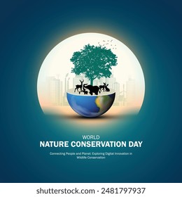 Welttag des Naturschutzes Kreativkonzept Poster, Social Media Post, Banner, Vorlage, Postkarte, Hintergrund etc. Idee zum Tag der Natur. 