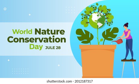 world nature conservation day on july 28 business brochure flyer banner design horizontal template vector, cover presentation abstract, modern publication poster and flag-banner, layout in rectangle